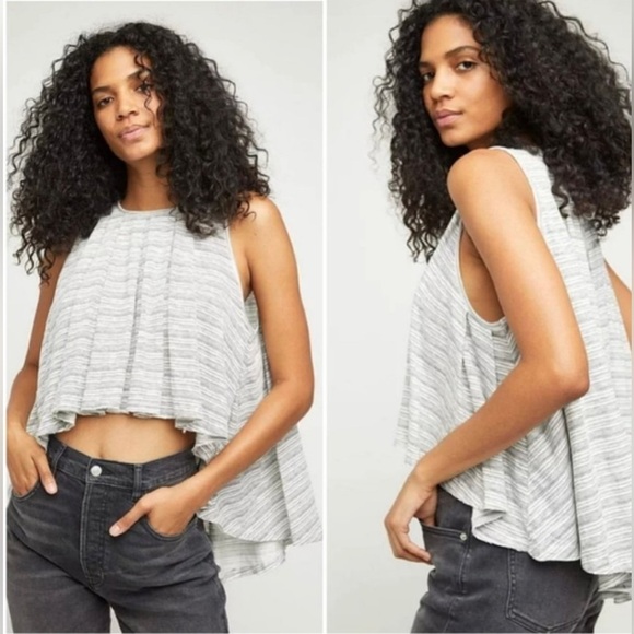 Free People Turn It Up Tank Top ivory and blue - Picture 3 of 10